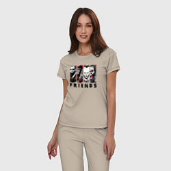 Пижама хлопковая женская Halloween friends black friday, цвет: миндальный — фото 2