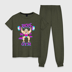 Пижама хлопковая женская Ricks GYM, цвет: меланж-хаки