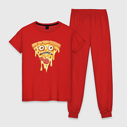 Пижама хлопковая женская Pizza face, цвет: красный