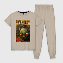 Пижама хлопковая женская Oddworld - wanted, цвет: миндальный