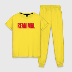Пижама хлопковая женская Reanimal logo, цвет: желтый