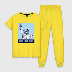 Пижама хлопковая женская New York style, цвет: желтый