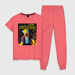 Пижама хлопковая женская Prodigy by Homer Simpson, цвет: коралловый