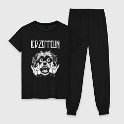 Пижама хлопковая женская Led Zeppelin rock dog, цвет: черный