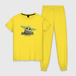 Пижама хлопковая женская Время перекуса, цвет: желтый