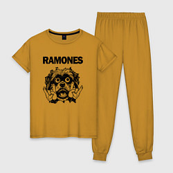 Пижама хлопковая женская Ramones - rock dog, цвет: горчичный