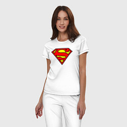 Пижама хлопковая женская Superman logo, цвет: белый — фото 2