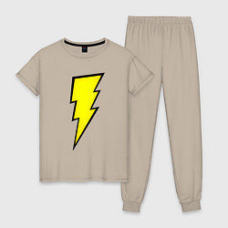 Пижама хлопковая женская Shazam and Black Adam logo, цвет: миндальный