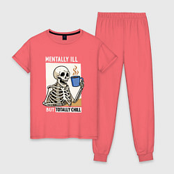 Пижама хлопковая женская Totally chill, цвет: коралловый