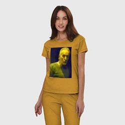 Пижама хлопковая женская Пила Джон К, цвет: горчичный — фото 2