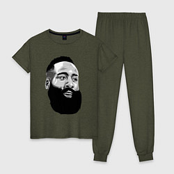 Пижама хлопковая женская James Harden, цвет: меланж-хаки