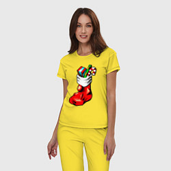 Пижама хлопковая женская Рождественский чулок, цвет: желтый — фото 2