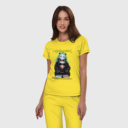 Пижама хлопковая женская Cyberpunk edge runners - rebecca, цвет: желтый — фото 2