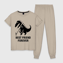 Пижама хлопковая женская Godzilla best friend, цвет: миндальный