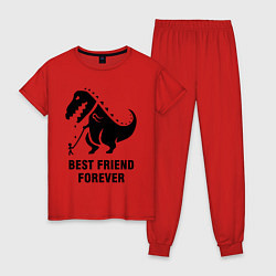 Пижама хлопковая женская Godzilla best friend, цвет: красный