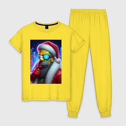 Пижама хлопковая женская Simpson Claus - cyberpunk, цвет: желтый