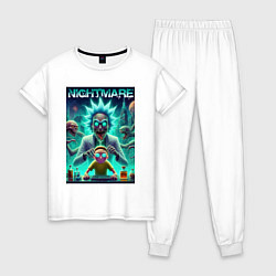 Пижама хлопковая женская Morty Smiths nightmare - neon glow, цвет: белый