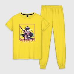 Пижама хлопковая женская Юнь Цзинь, цвет: желтый