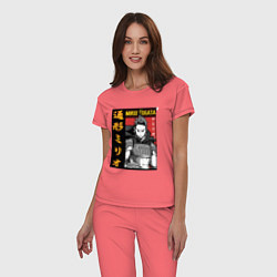 Пижама хлопковая женская Моя геройская академия Mirio Togata, цвет: коралловый — фото 2