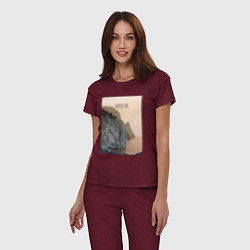 Пижама хлопковая женская Горная душа, цвет: меланж-бордовый — фото 2