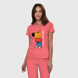 Пижама хлопковая женская Chill guy, цвет: коралловый — фото 2