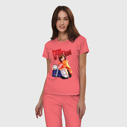 Пижама хлопковая женская Момо Аясэ: Турбо Бабка, цвет: коралловый — фото 2