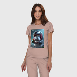 Пижама хлопковая женская Kitten-Venom meme, цвет: пыльно-розовый — фото 2