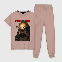 Пижама хлопковая женская Predator scream, цвет: пыльно-розовый