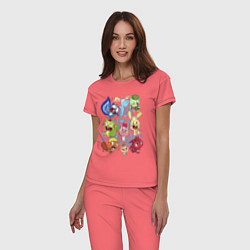 Пижама хлопковая женская Счастливые лесные друзья, цвет: коралловый — фото 2