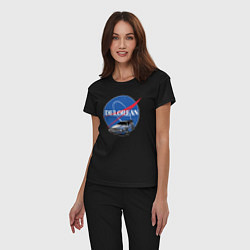 Пижама хлопковая женская Space delorean, цвет: черный — фото 2