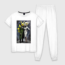 Пижама хлопковая женская Ведьма жена Пикачу - нейроарт фантазия, цвет: белый