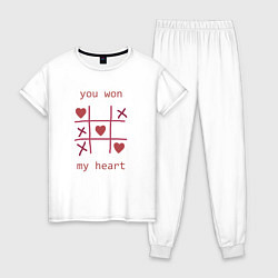 Пижама хлопковая женская You won my heart, цвет: белый
