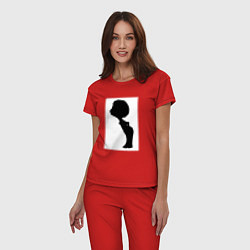 Пижама хлопковая женская Силуэт поцелуй он - для пары, цвет: красный — фото 2