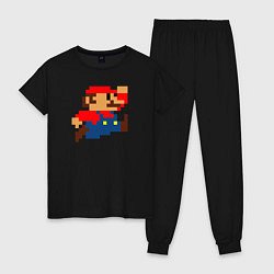 Пижама хлопковая женская Mario 8 bit, цвет: черный