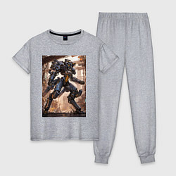 Пижама хлопковая женская Пилот с огромным мехом, цвет: меланж