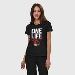 Пижама хлопковая женская One life many fight, цвет: черный — фото 2