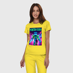 Пижама хлопковая женская Minecraft 2099 - neon glow fantasy, цвет: желтый — фото 2