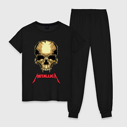 Пижама хлопковая женская Metallica - skull with fangs, цвет: черный