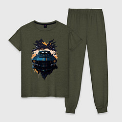 Пижама хлопковая женская Мустанг, цвет: меланж-хаки