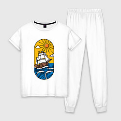 Пижама хлопковая женская Sunny ship, цвет: белый