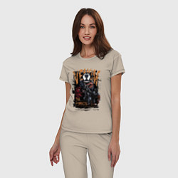 Пижама хлопковая женская Веном черный симбиот, цвет: миндальный — фото 2