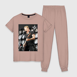 Пижама хлопковая женская James Alan Hatfield - Metallica, цвет: пыльно-розовый