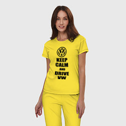 Пижама хлопковая женская Keep Calm & Drive VW, цвет: желтый — фото 2