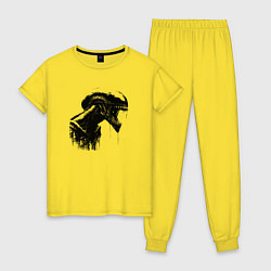 Пижама хлопковая женская Мощный ксеноморф, цвет: желтый