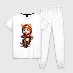 Пижама хлопковая женская Мотокиса, цвет: белый