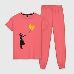 Пижама хлопковая женская Wu-Tang Banksy, цвет: коралловый