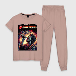Пижама хлопковая женская Rolling Stones singer Mick Jagger, цвет: пыльно-розовый