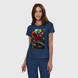 Пижама хлопковая женская Попугай из драгоценных камней, цвет: тёмно-синий — фото 2