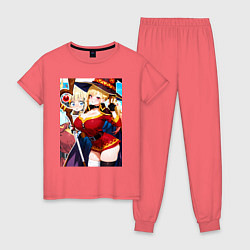 Пижама хлопковая женская Марин Китагава косплей Мегумин, цвет: коралловый