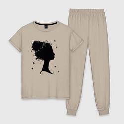 Пижама хлопковая женская Flower girl, цвет: миндальный